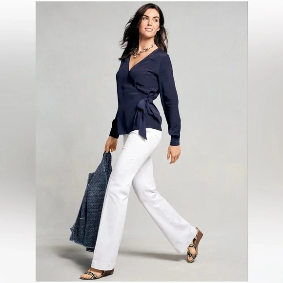 Talbots Denim - Talbots High Rise Flare Jeans - White summer denim work wear Size 10